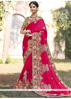 Captivating Hot Pink Fancy Fabric Designer Bridal Sarees
