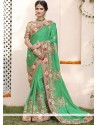 Vivacious Green Hand Work Work Designer Bridal Sarees