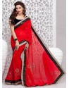 Red And Black Georgette Party wear saree