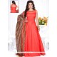 Intricate Raw Silk Red Anarkali Suit