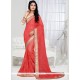 Lovable Shimmer Georgette Red Designer Saree