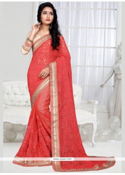 Lovable Shimmer Georgette Red Designer Saree