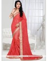 Lovable Shimmer Georgette Red Designer Saree