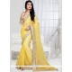 Jazzy Embroidered Work Yellow Shimmer Georgette Designer Saree