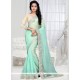 Appealing Embroidered Work Sea Green Shimmer Georgette Designer Saree