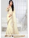 Festal Shimmer Georgette Off White Designer Saree