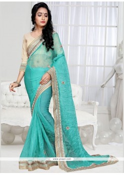 Imposing Shimmer Georgette Resham Work Designer Saree