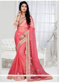 Ruritanian Embroidered Work Hot Pink Designer Saree