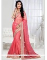 Ruritanian Embroidered Work Hot Pink Designer Saree