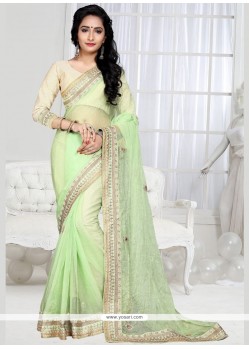 Resplendent Shimmer Georgette Sea Green Designer Saree