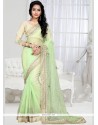 Resplendent Shimmer Georgette Sea Green Designer Saree