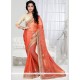 Renowned Orange Resham Work Designer Saree