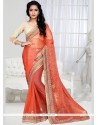 Renowned Orange Resham Work Designer Saree