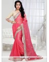 Congenial Patch Border Work Shimmer Georgette Designer Saree