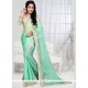 Embroidered Shimmer Georgette Designer Saree In Sea Green