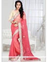 Charming Pink Embroidered Work Designer Saree