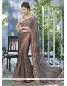 Unique Faux Chiffon Brown Casual Saree