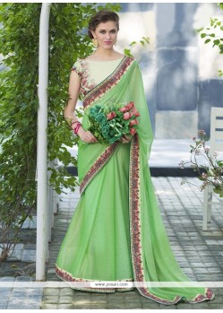 Prime Print Work Green Casual Saree