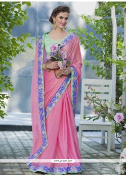 Dainty Faux Chiffon Pink Casual Saree