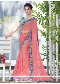 Congenial Peach Casual Saree