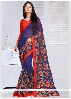 Resplendent Georgette Lace Work Casual Saree