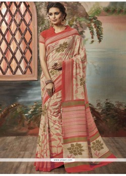 Sonorous Cream Art Silk Casual Saree