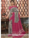 Charismatic Grey Print Work Casual Saree