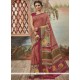 Nice Peach Print Work Casual Saree