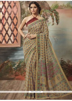 Lively Art Silk Beige Print Work Casual Saree