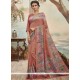 Brown Print Work Art Silk Casual Saree