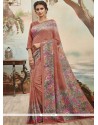 Brown Print Work Art Silk Casual Saree