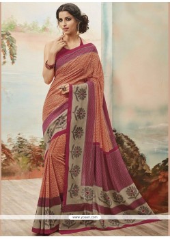 Picturesque Print Work Art Silk Casual Saree