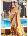 Staring Weight Less Beige Print Work Casual Saree