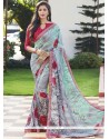 Outstanding Print Work Grey Casual Saree