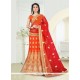 Princely Art Silk Orange Embroidered Work A Line Lehenga Choli