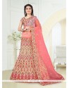 Astonishing Pink Embroidered Work Art Silk A Line Lehenga Choli