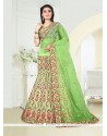 Nice Embroidered Work Green A Line Lehenga Choli