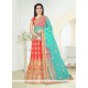 Embroidered Art Silk A Line Lehenga Choli In Red