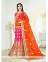 Captivating Zari Work Hot Pink A Line Lehenga Choli