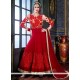 Red Pure Georgette Anarkali Suit