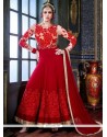 Red Pure Georgette Anarkali Suit