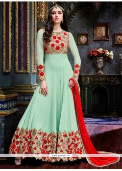 Swanky Green Embroidered Work Pure Georgette Anarkali Salwar Suit