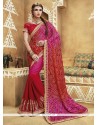 Flattering Embroidered Work Red Georgette Casual Saree