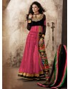 Pink And Black Viscose and Net Anarkali Suit