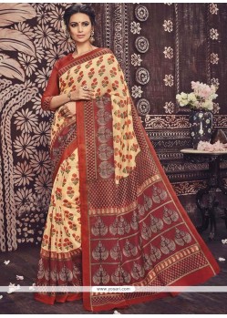 Majesty Print Work Art Silk Casual Saree