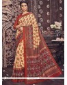 Majesty Print Work Art Silk Casual Saree