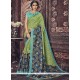 Print Art Silk Casual Saree In Blue And Green