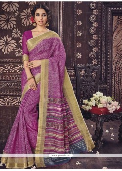 Print Art Silk Casual Saree In Pink