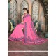 Heavenly Art Silk Pink Patch Border Work Designer Saree