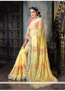 Staggering Art Silk Yellow Designer Saree